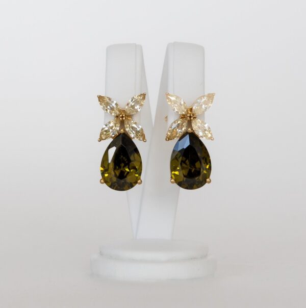 fashion-jewellery-modeschmuck Gold vermeil cubic zirkonia Chloe statement earring green peridot lemon