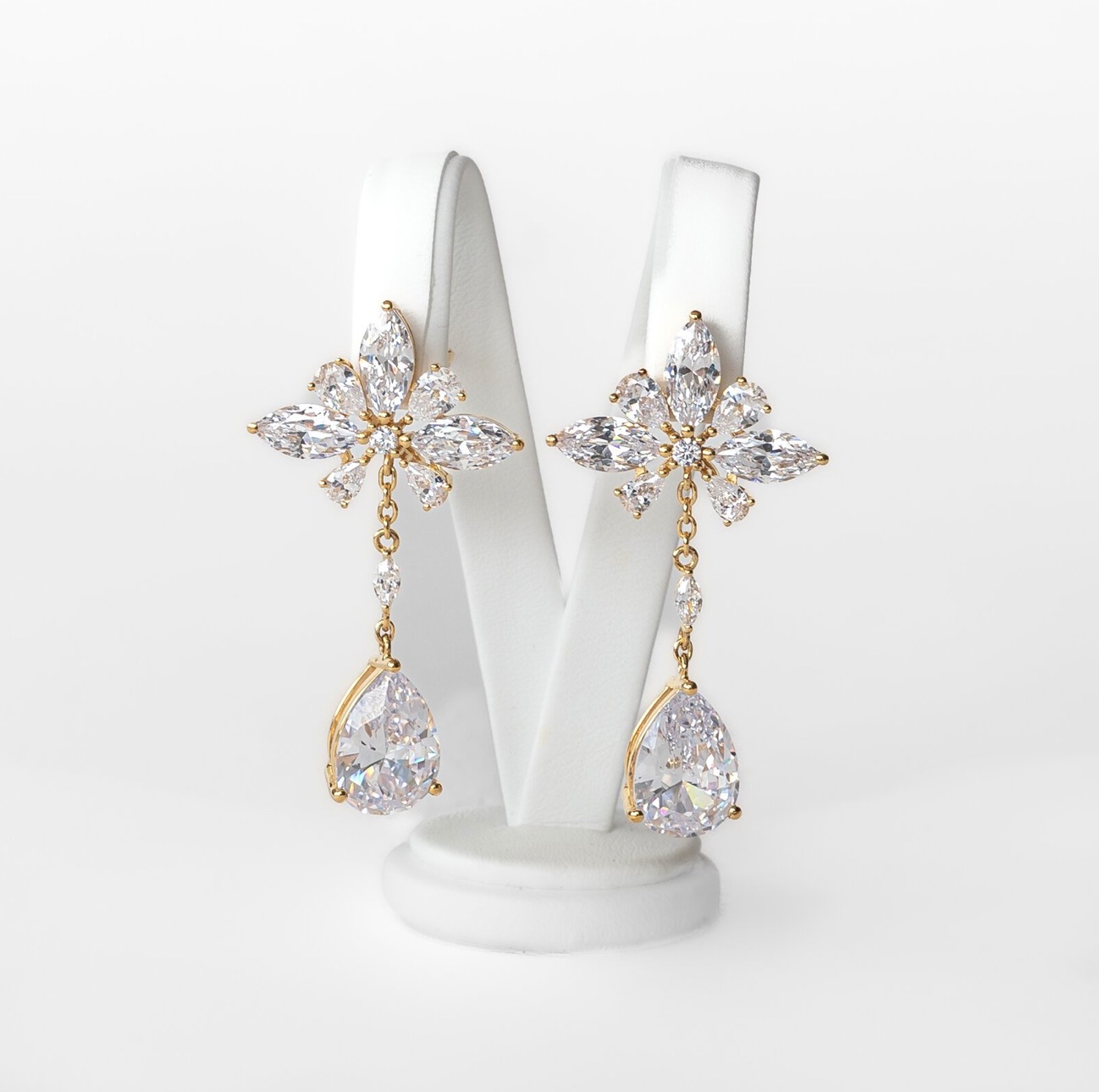 fashion-jewellery-modeschmuck Gold vermeil cubic zirkonia statement Emily drop earring